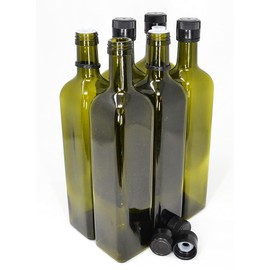 nicebottles Olive Oil Bottles with Cap & Pourer Fitment, Green, 750ml - Pack of 6