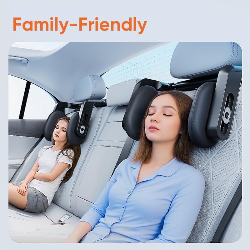 Miosugo Car Seat Headrest Pillow, Adjustable Three-Axis Support Cushion with
