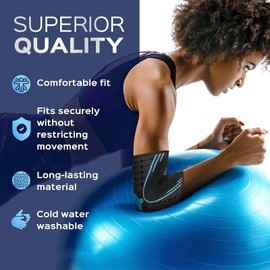 SUJAYU Elbow Compression Sleeve, Elbow Brace Elbow Sleeve Elbow Support Elbow Pads, Tennis Elbow Brace for Men & Women, Elbow Brace for Tendonitis and Tennis Elbow (S, Black)