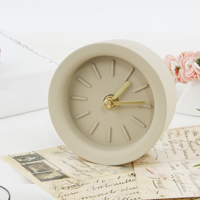 Cement Concrete Clock Silent Alarm Clock Quartz Table Clock (Battery