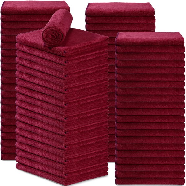 Newwiee 72 Pack Bleach Proof Towels Bulk for Salon Hair Microfiber Towels 18 x 30 Inch Dry Lint Free Hair Drying Towel Hand Towels for Hair, Gym, Bath, Spa, Shaving, Barber(Red)
