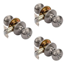Dynasty Hardware SIE-30-US15 Sierra Privacy Door Knob Set, Satin Nickel (3 Pack)