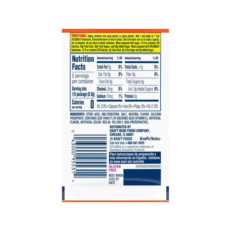 Kool-Aid Soft Drink Mix - Orange Unsweetened, Caffeine Free, 0.15