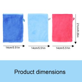 ALLY-MAGIC E22-XWJMJ Microfibre Wash Cloth, Face Wash Mitt, Body Wash Gloves, Pack of 3, Face Glove, Strong Water Absorption, 14 x 21 cm