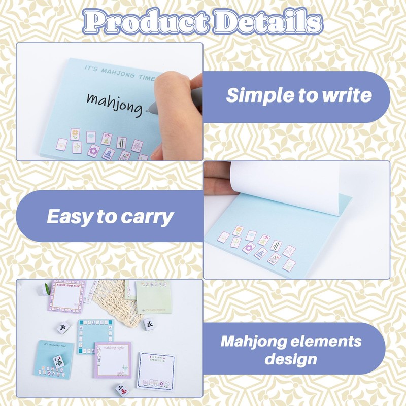 24 Pcs Mahjong Sticky Notes Mah Jong Self-Stick Note Pads