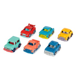 Battat – Wonder Wheels – Set of 6 Mini Toy Cars for Kids – Race Car, Truck, Taxi, Police, Retro, 4x4 – Pretend Play – Recyclable Materials – Mini Riders – 1 Year +