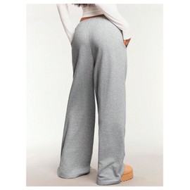 SHENHE Women's Low Rise Wide Leg Sweatpants Baggy Pants Drawstring Workout Lounge Pants with Pockets Grey Large