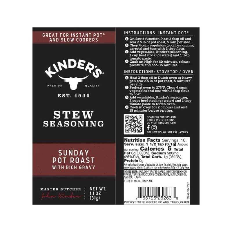 KINDERS Autumn Cooking Seasoning Bundle - Grandpa's Beef Stew 1.2oz,