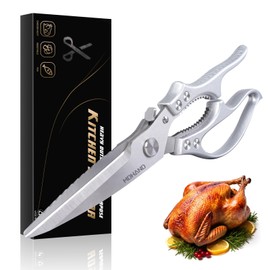 MDHAND Heavy Duty Poultry Shears, Kitchen Food Scissors All Purpose for Meat Cutting, Chicken Fish Fruit Vegetables, Dishwasher Safe Kitchen Shears with Anti-Slip Handle & Safety Lock, Spring Loaded