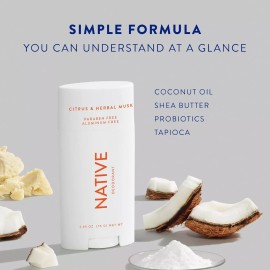 Native Deodorant Natural Deodorant for Men Aluminum Free with Baking Soda 2.65oz - Citrus & Herbal Musk