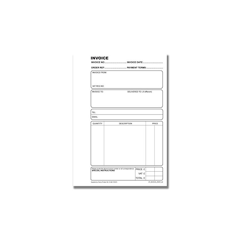 Cherry Carbonless NCR Duplicate Invoice Book Perfect for Self Employed