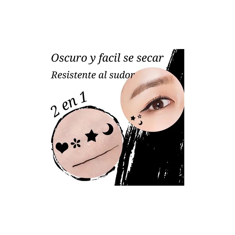 Delineador De Ojos Negro Plumón Y Sello De Figuras Belleza