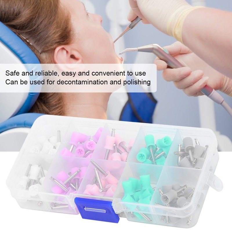 100Pcs Rubber Steel Dental Polishing Cup Mixed Color Polisher with