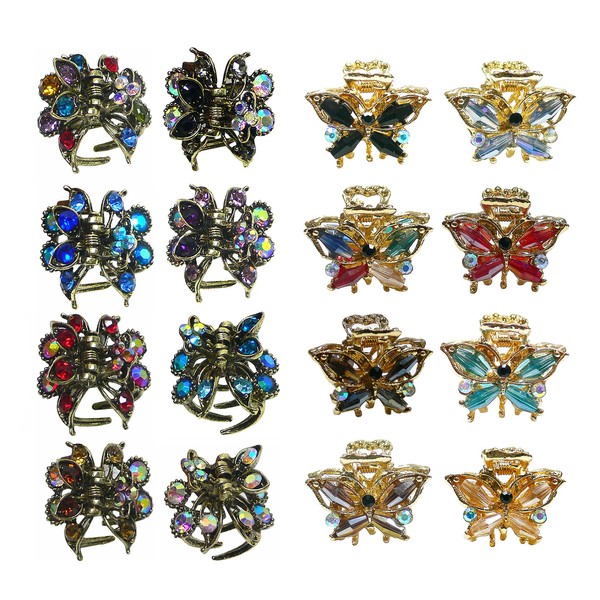 2 Set of 8, 16 Count, Mini Metal Hair Claws,