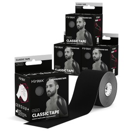 Kintex Kinesiology Tape, 4 Rolls Kintex Kinesiology Tape, Classic, 5 cm x 5 m, Physio Tape, Therapy Tape, Black, x 5 m EU