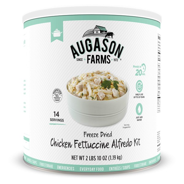 Augason Farms Freeze Dried Chicken Fettuccine Alfredo Kit 42.4 oz No. 10 Can