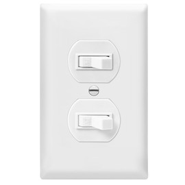 ENERLITES Duplex Double Toggle Light Switch with Wall Plate, Single Pole, Side Wiring, Copper Wire Only, Grounding Screw, Residential Grade, 15A 120V, UL Listed, 82150-WWP, White