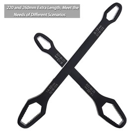 Saipor 2pcs Multifunctional Wrench Set Self Adjustable Wrench Universal Double Ended Wrench for 8mm-22mm Nuts, 220mm and 260mm Total Length
