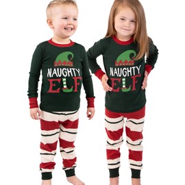 Lazy One Matching Family Christmas Pajamas, Elf Matching Christmas PJs for Family, Adult Tees & Pants Separates (Naughty Elf, 8)
