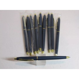 TERZETTI LOT OF 15 TERZETTI Model "HILTON" BLUE/GT BALLPOINT PENS-USES STICK REFILLS