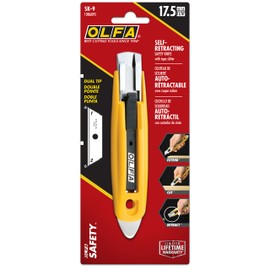 OLFA Self-Retracting Safety Utility Knife (SK-9) - Multi-Purpose Semi-Auto Box Cutter w/ Self Retractable Blade & Tape Splitter Pick, Replacement Blades: OLFA SKB-2, SKB-2S, RSKB, & HOB Safety Blades