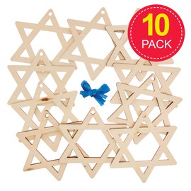 Baker Ross FX940 Star Of David Wooden Decorations - Pack of 10, Religious Education Arts and Crafts Kits for Kids