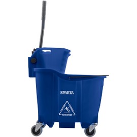 Carlisle FoodService Products Omnifit Mop Bucket with Side Press Wringer for Floor Cleaning, Kitchens, Restaurants, Office, And Janitorial Use, Polypropylene (Pp), 35 Quarts, Blue