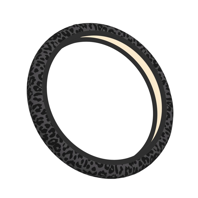 Black Leopard Cheetah Steering Wheel Cover for Women, Universal 15
