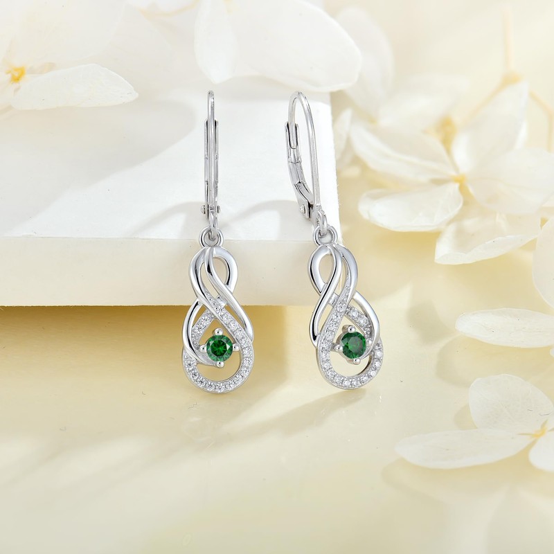 Starnny Infinity Earrings 925 Sterling Silver Drop Dangle Hoop Earrings