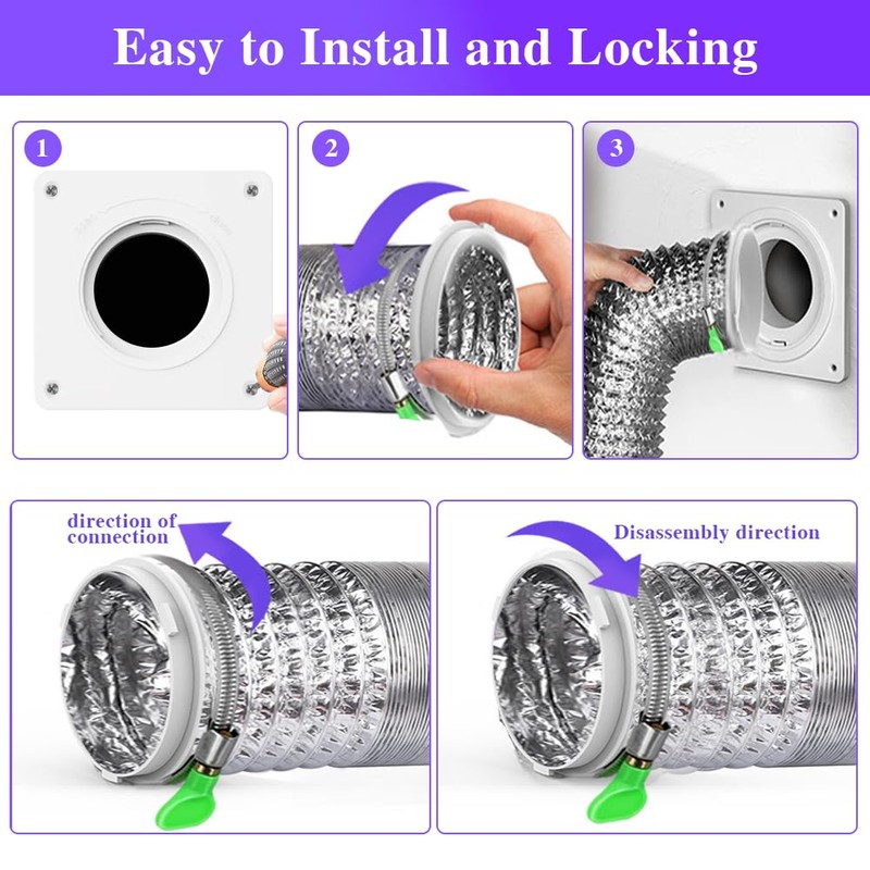 Aozzy Universal Twist-Lock Dryer Vent Wall Plate with Quick Connect