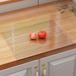 NAURLEF Clear Large Cutting Board with Juice Groove, Food-Grade, Anti-Slip, Ideal Choice for Kitchen Countertop Décor