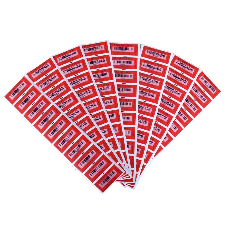 TamperSeals Group - 100 Sheets Red 25x60mm Full Transfer Barcode