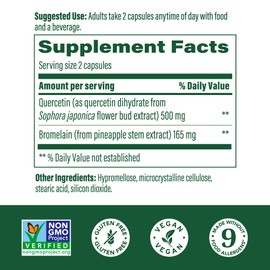 MegaFood Quercetin with Bromelain - Respiratory & Seasonal Immune Support Supplement - Quercetin 500mg Capsules & Enhanced Absorption with Bromelain - Vegan, Gluten-Free - 60 Capsules, 30 Servings