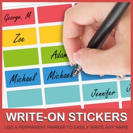 Self-Adhesive Clothing Labels for Garment Label Only: 80-Pcs Peel & Stick PVC Sticker Decals, 1.2-Inch by 0.6-Inch, 5 Colors, Machine Washable, Durable, Easy to Apply, DIY Custom Identify Clothes