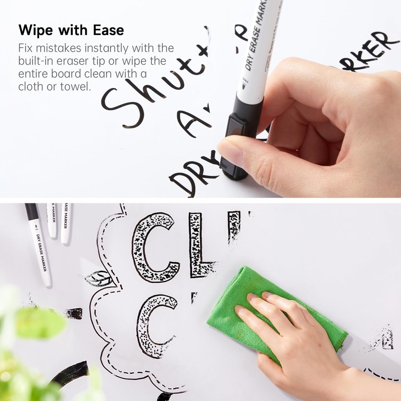 Shuttle Art Whiteboard Markers, Erasable Marker Pens, Black, 15 Pack