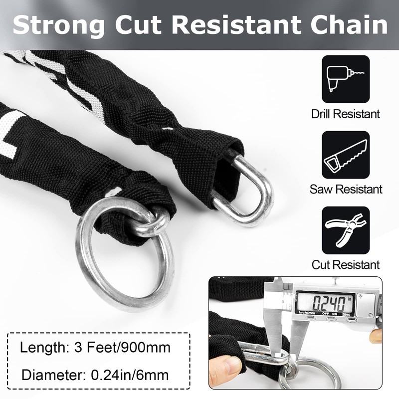 Titanker Bike Chain Lock with U Lock, 3 Feet Bicycle