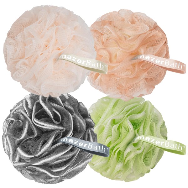 AmazerBath AmazerBath Bath Loofah Sponge (Pack of 4), Shower Loofah