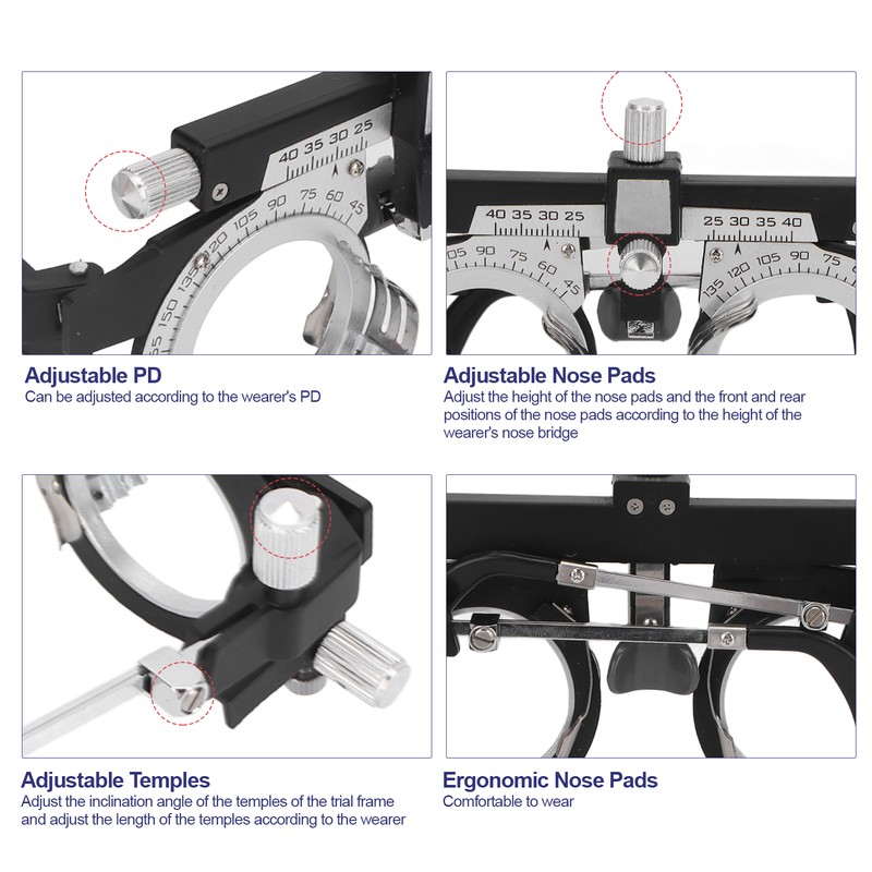 Alloy Optometry Frame Adjustable PD Lightweight Optical Trial Frame for