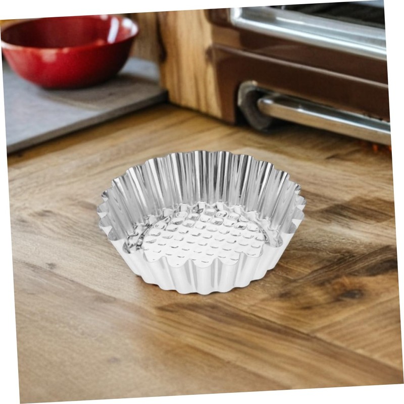 Gatuida 30pcs Stainless Steel Egg Tart Molds with Decorative Fluted
