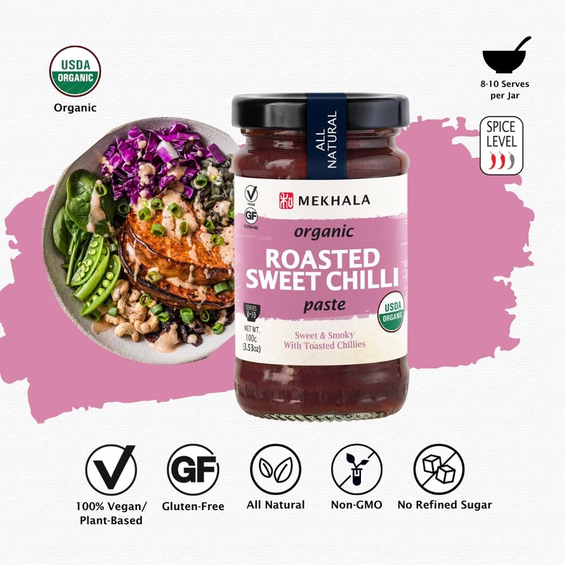 Mekhala Organic ROASTED SWEET Chili Paste Condiment Gluten-Free Versatile Vegan