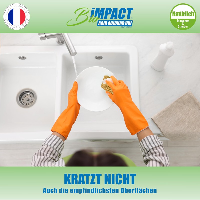 Spülschwamm, 4er-Set, wiederverwendbar, natürlich, kratzfreies Scheuern