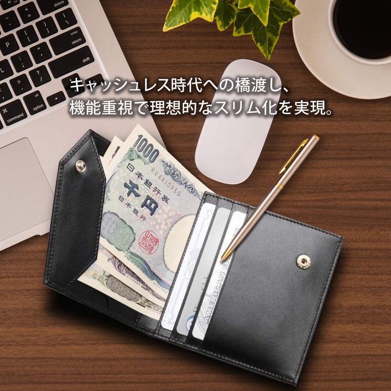 INDESTAR Men's Bi-fold Wallet, Cowhide Leather, Thin, Compact, Coin Purse