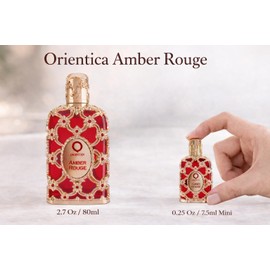 Orientica Luxury Collection Amber Rouge Eau De Parfum - Woody, Amber, Saffron, Praline, Jasmine, Orange, Oak Moss, Seaweed - Arabic Perfume for Men & Women - 0.25 Oz/7.5ml Mini Splash