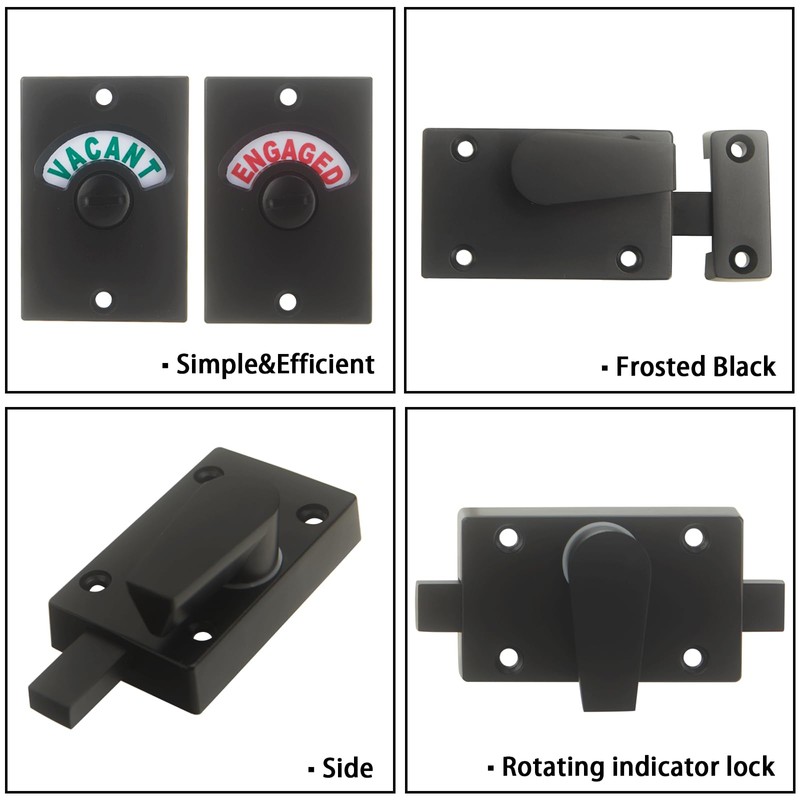Pack of 1 Latch Indicating Lock,Black Latch Indicator Bolt,Privacy Partition