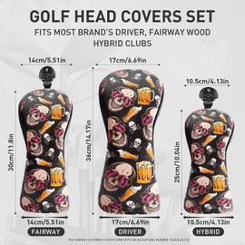 FINGER TEN Golf Club Head Covers Wood Driver Fairway Hybrid Rescue Putter, Golf Club Covers Woods Novelty Synthetic Leather with Interchangable No.Tag for Men Women Kids (Yellow-3 Pack)