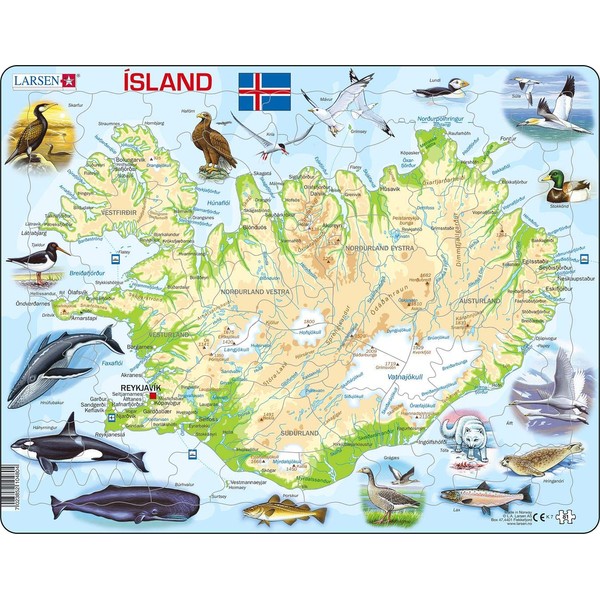 Larsen K7 Iceland Physical Map, Icelandic Edition, 81 Piece Boxless