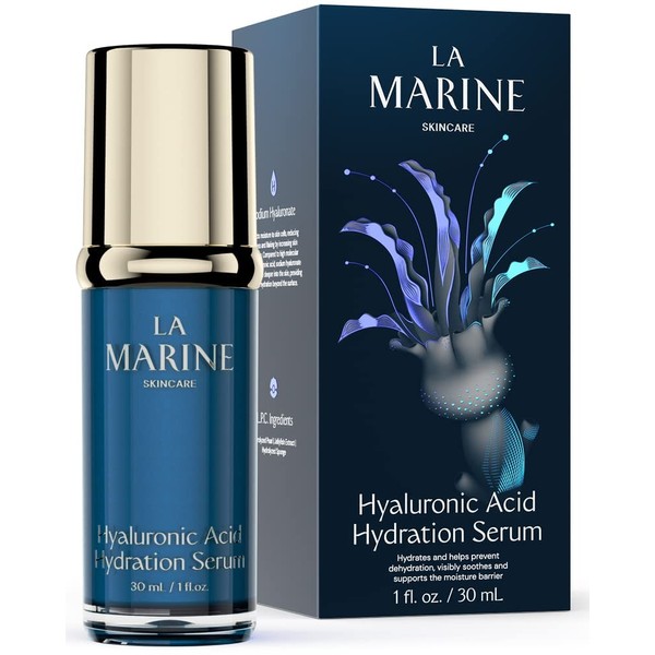 Hyaluronic Acid Serum for Face - Anti-Aging Hydrating Facial Serum for Fine Lines, Wrinkles, Plump and Repair Dry Skin - Deep Penetrating, Soothing & Moisturizing - by LaMarine Skincare, 1 fl oz