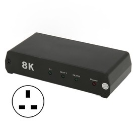 HD Multimedia Interface Splitter 1 In 2 Out 8K 60Hz HDR HD Multimedia Interface Switcher for TV Set Top Box 100‑240V UK Plug