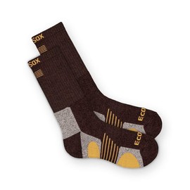 Ecosox Bamboo Viscose Full Cushion Hiking/Outdoor Crew Socks/Keep Your Feed Dry/Odor & Blister Free (Large - Dark Brown/Honey 3 Pack)