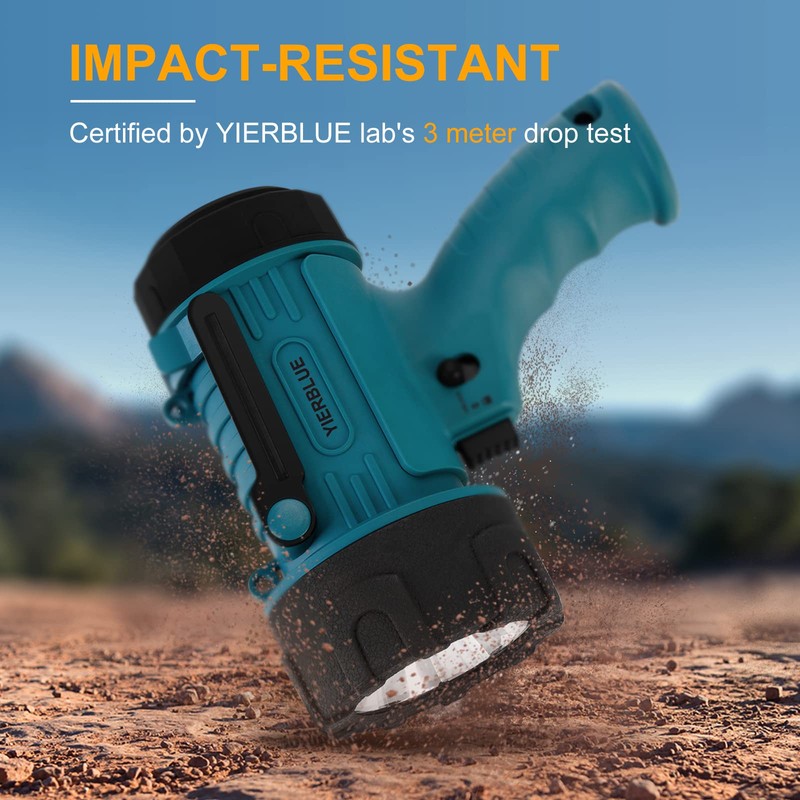 YIERBLUE Rechargeable Spotlight Flashlight IP67 Waterproof with 200,000 Lumen LED,